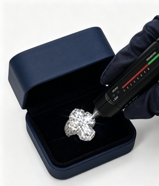 VVS(CZ) fleur cross ring with large round center and diamond halo